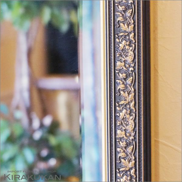 イタリア 姿見ミラー 鏡 壁掛け ブルー＆ゴールド | 輸入家具