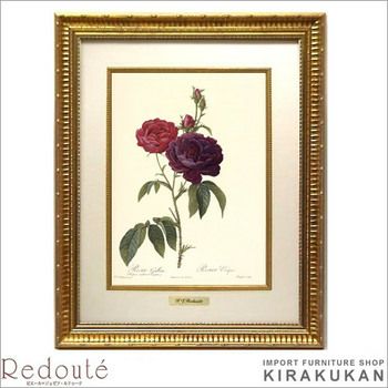 イタリア製】ボタニカルアート 八角形 額縁 額装 薔薇 ロサ・ガリカ 花
