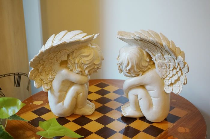 人形　天使　陶器　ヨーロッパ　置物　インテリア　工芸品　美術品　A2827家具・インテリア