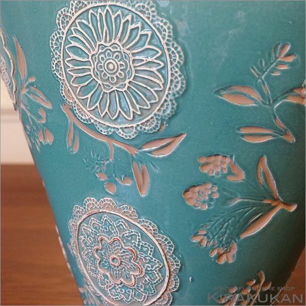 フラワーベース・花瓶 陶器製（ブルー） モダン雑貨 インテリア