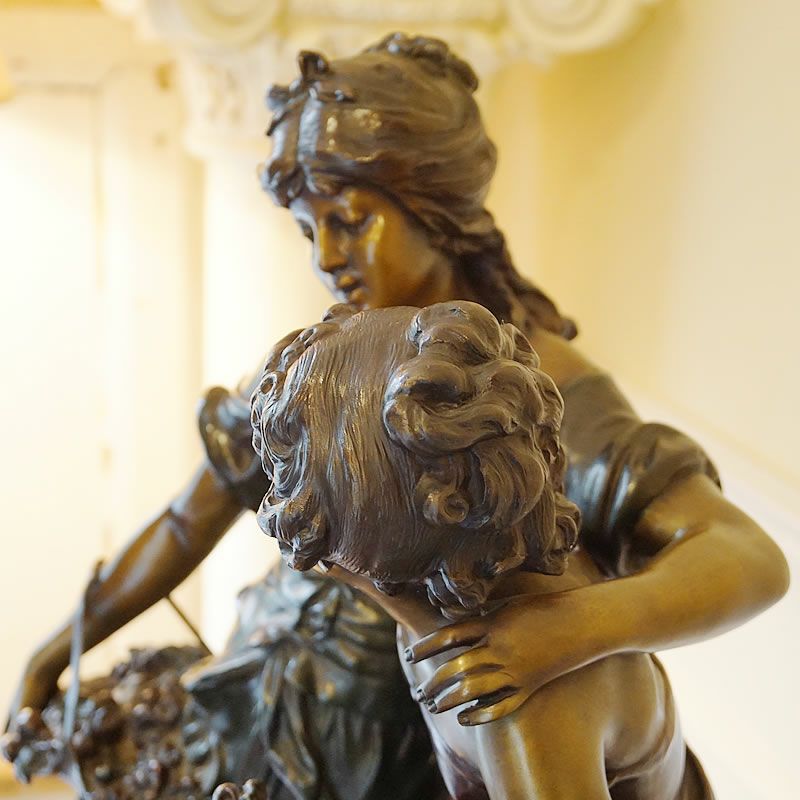 アンティーク ブロンズ像 置物 Auguste Moreau オーギュスト モロー作「ふたりの少女 花摘み」オブジェ 大理石 |  輸入家具・雑貨の専門店 e木楽館 【公式】