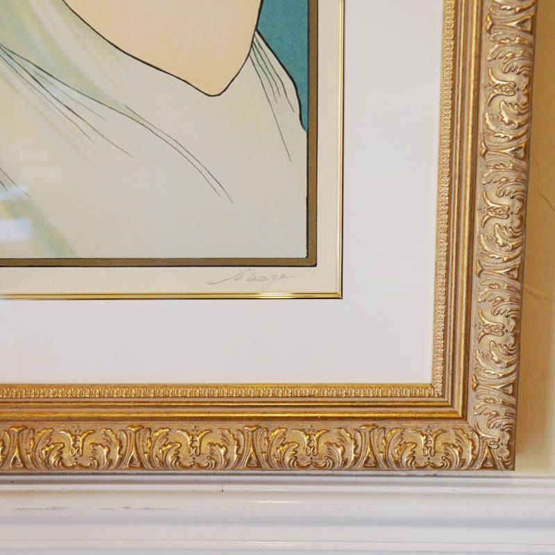 アルフォンス・ミュシャ、羽根（装飾パネルの下絵）、希少な画集より アルフォンス・ミュシャ、羽根（装飾パネルの下絵）、希少な画集より