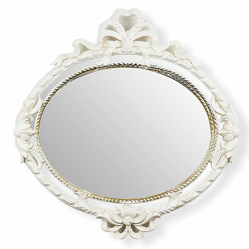 イタリア製 楕円形 ミラー アンティーク ミラー Mirror 壁掛け 鏡 ホワイト イサス ユーロマルキ EUROMARCHI