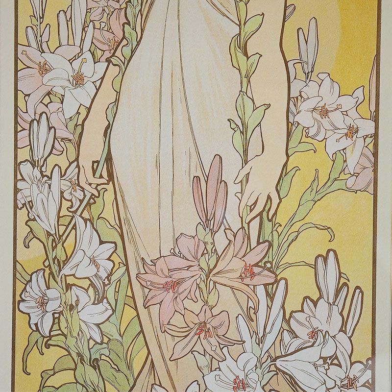 アルフォンス・ミュシャ画 「四つの花」4枚セット リトグラフ 世界限定 