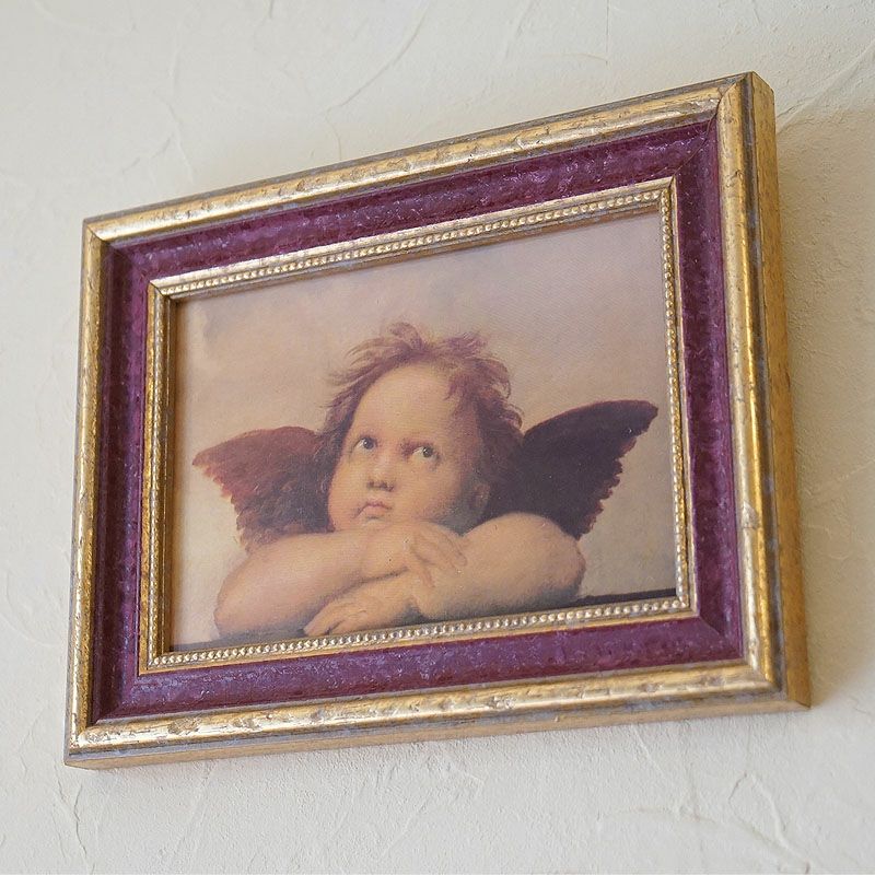 絵画 インテリア 額入り イタリア製 天使の額絵 木製額 ラファエロ作
