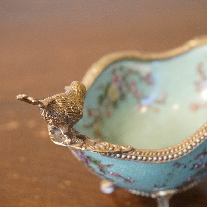 陶器 花器 オブジェ 飾り インテリア 花瓶 陶器 小物入れ 小鳥2羽 コンポート おしゃれ 置物 飾り皿