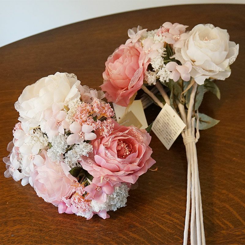 アートフラワー ピンクのバラのブーケ 花束 置物 おしゃれ 造花