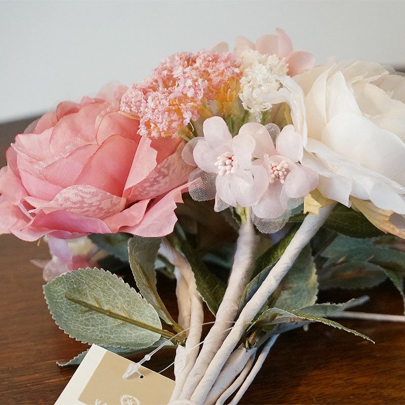 アートフラワー ピンクのバラのブーケ 花束 置物 おしゃれ 造花