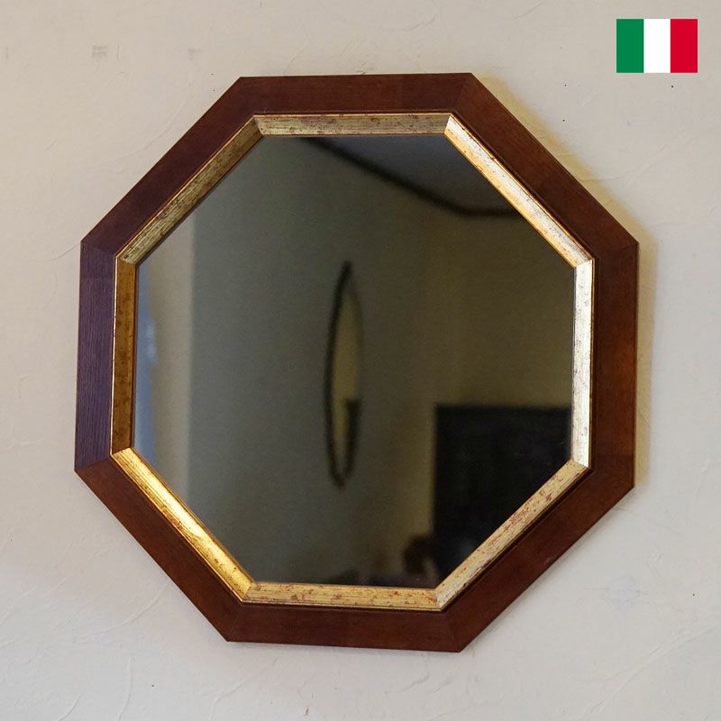 鏡 壁掛け イタリア製 八角ミラー 壁掛け 八角形 鏡 ウォールミラー 