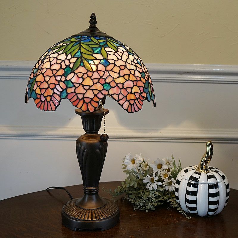 アンティーク ステンドグラスランプ 八角形 赤緑（アンティーク  