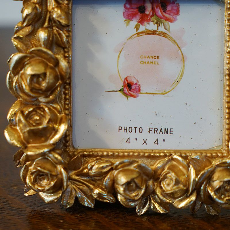 薔薇のフォトフレーム ローズ ゴールド 写真立て スクエア