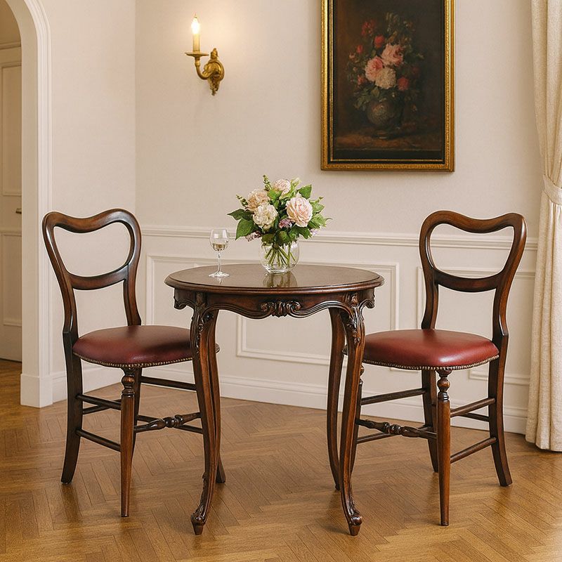 ダイニングチェア 合皮 レッド色張り Malina Cassili マリナカッシーリ マホガニー家具 アンティーク調家具